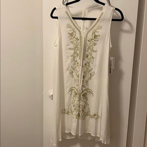 White Dress with Gold Embroidery by Design Lab
